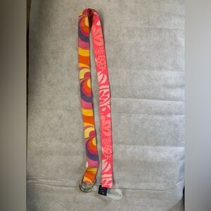 NWT Reversible Fabric Belt 1960s/1970s Retro Swirl & Pink Floral, D-Ring Closure